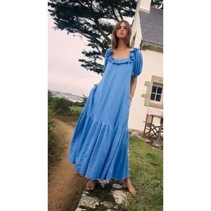 New Free People Kaylyn Midi Dress in Blue Size Extra Small